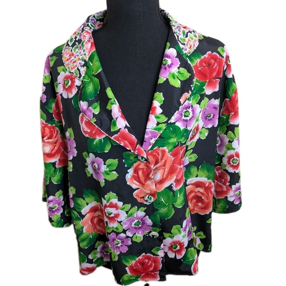 Victoria's Secret Vintage Gold Label Top Floral Tropical Oversized Medium